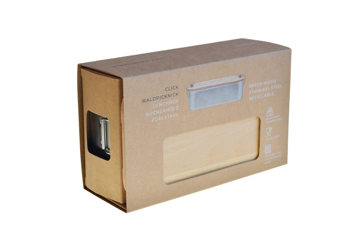 Stainless steel Lunchbox "Waldpicknick" with beech wood-lid