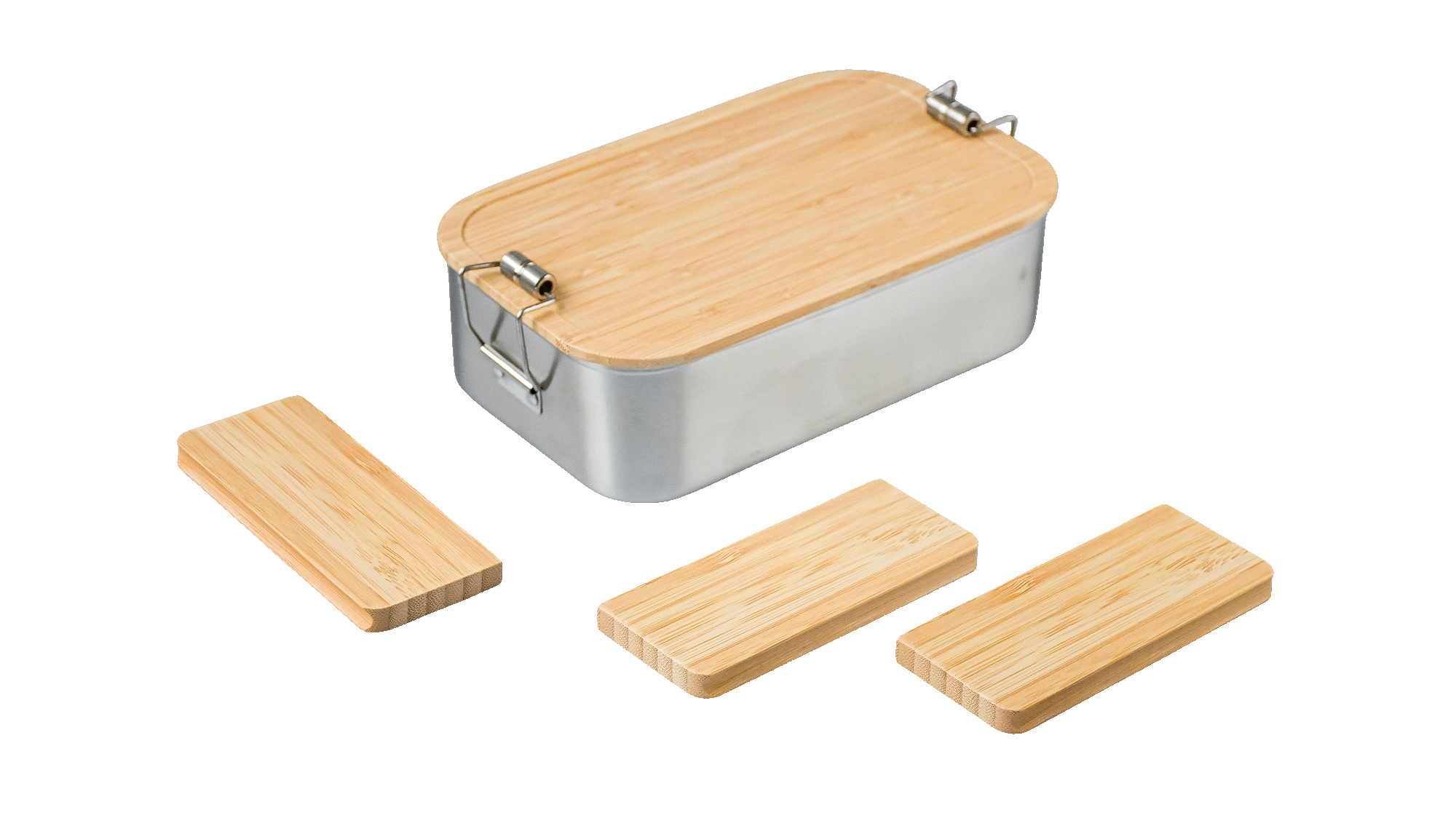Set aus Bambus-Trennstegen und Lunchbox mit Dichtungsring, Zubehör.
