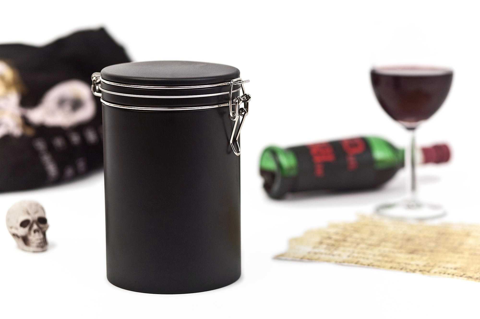 matt black coffee tin