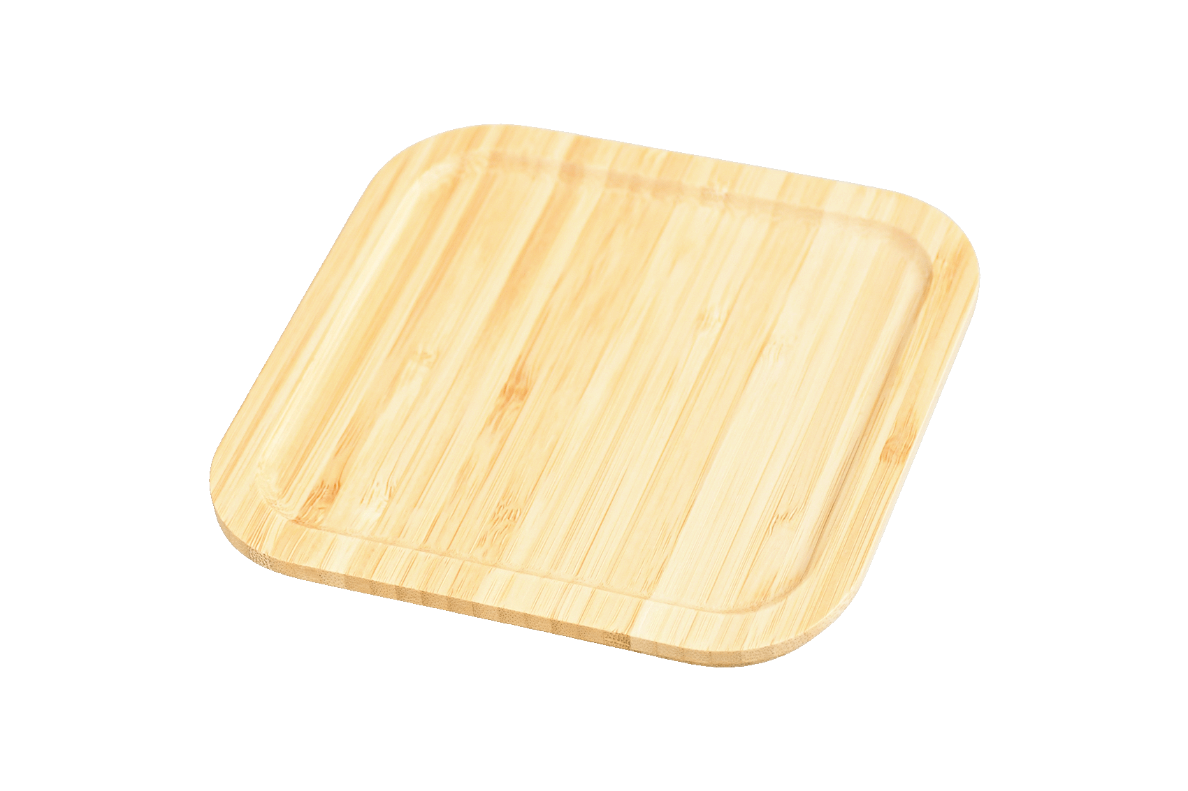 Einzelner quadratischer Bambusdeckel auf weißem Hintergrund – Ersatzteil für Brotdosen.