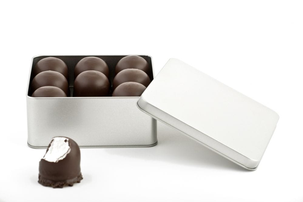 square tin box with slip lid