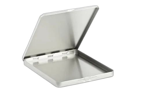 Flat square metal box
