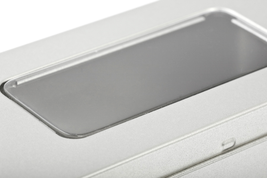 tin box with window