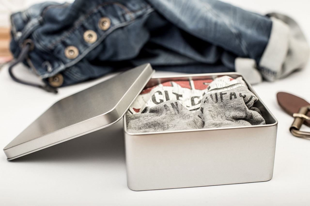 square tin box