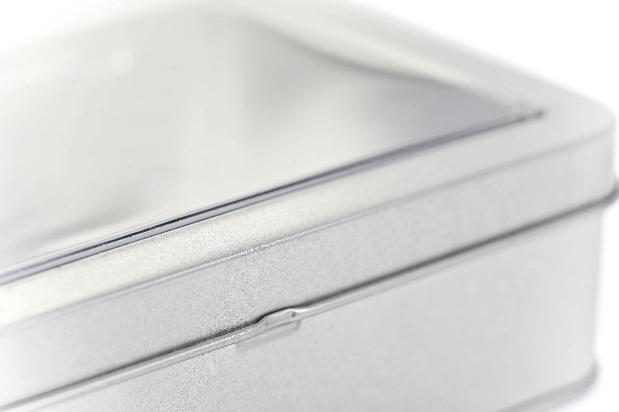 hinged tin case with window